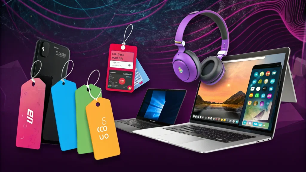 tech deals a group of electronic devices on a table