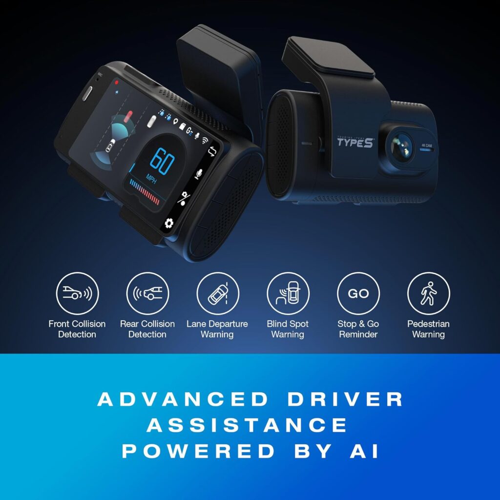 Best Smart Car Devices: Type S T400 AI-Powered Driver Assistance 4K Dash Cam with ADAS
