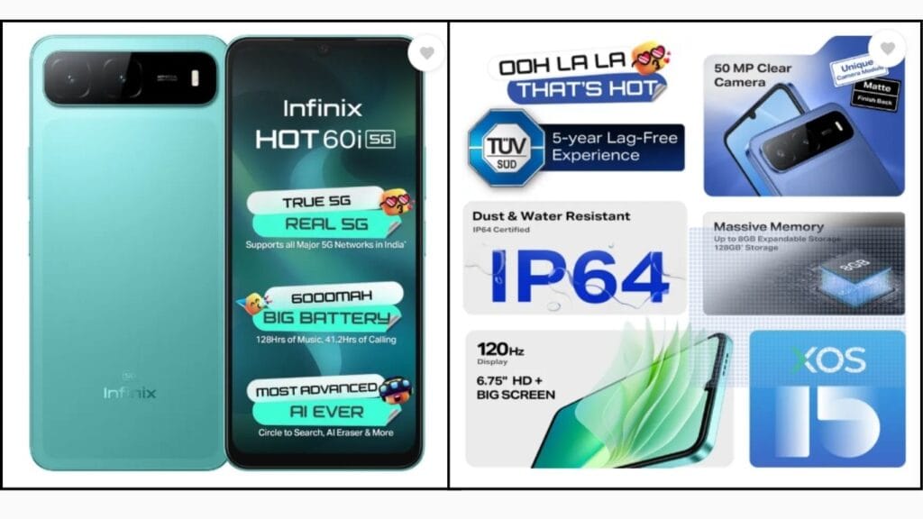 Infinix Hot 60i Review: Best 5G Smartphone Under ₹10,000 with front and back design with 6.6-inch display and dual camera
